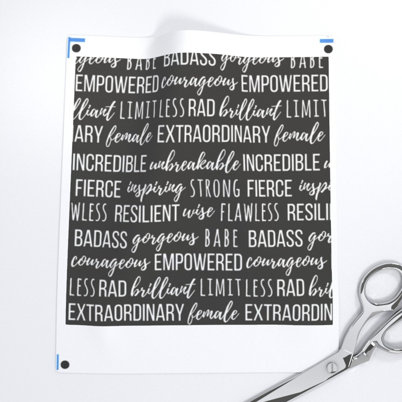 Typography Words Strong Women Empower Traits Black White Custom Printed Fabric by Spoonflower Various Fabrics by the Yard or Fat Quarter